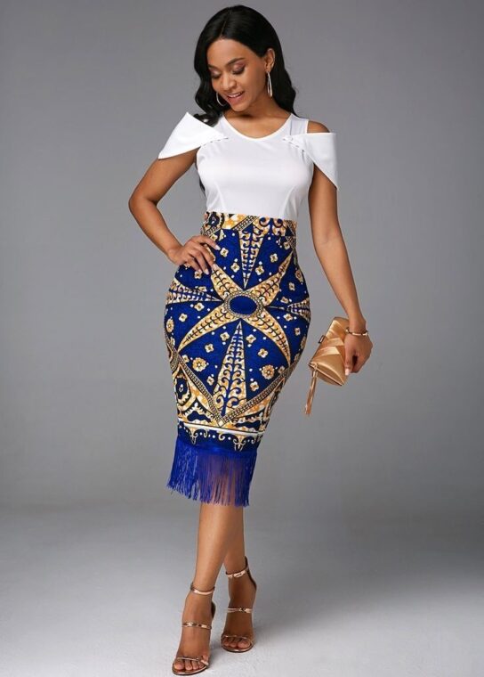 Mope pencil fringe skirt