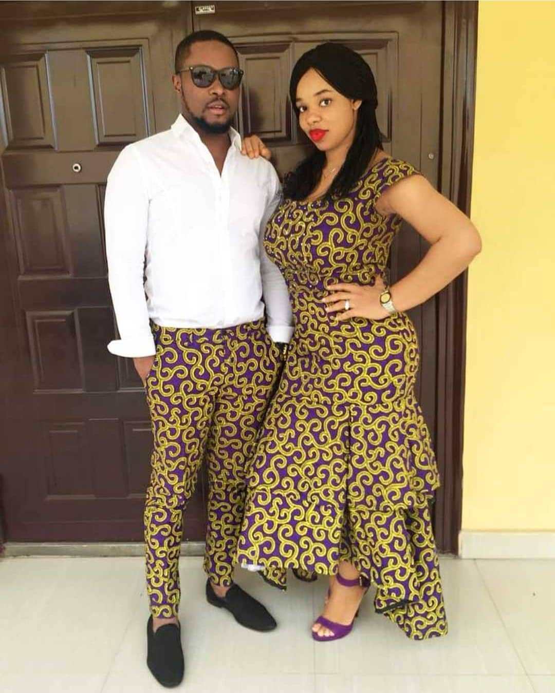 beautiful matching couples ankara designs and styles, latest trendy couples ankara styles, ankara designs for couples, matching ankara styles and designs for couples