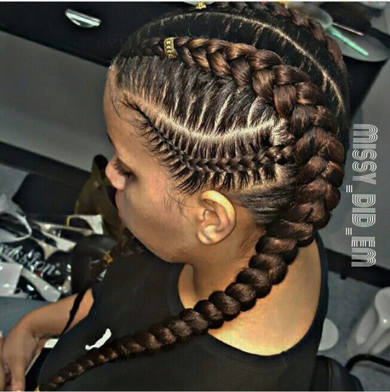 Side Cornrows and COlored Braids