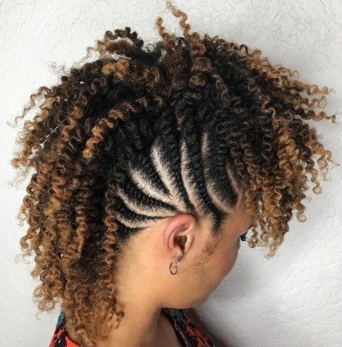 African American Curly Braided Mohawk