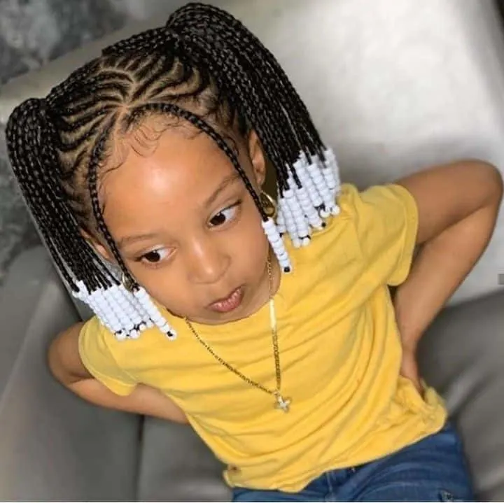 30+ Adorable Braids with Beads Hairstyles for Black Kids » OD9JASTYLES