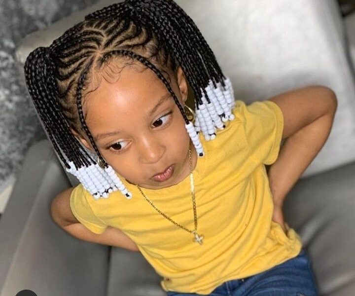 30+ Adorable Braids with Beads Hairstyles for Black Kids » OD9JASTYLES