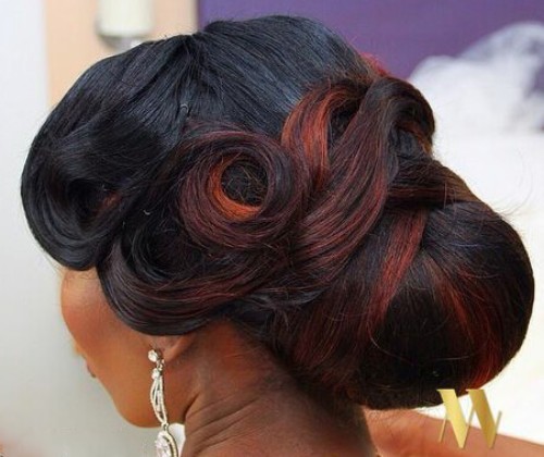 natural hair bun with weave