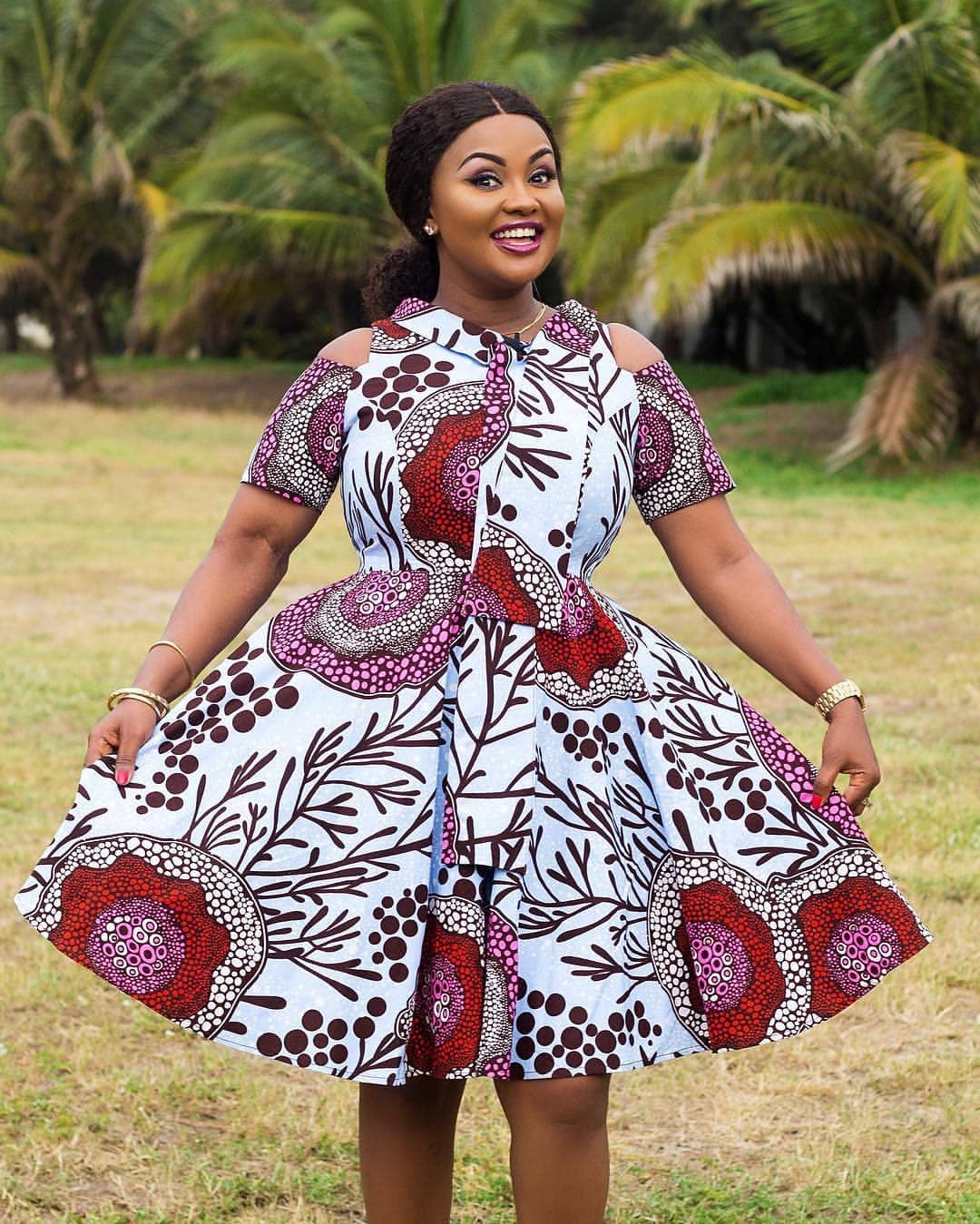 latest ankara short flare gown