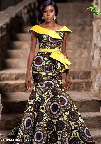 Pictures of The Latest Plain and Pattern Ankara Styles Gown