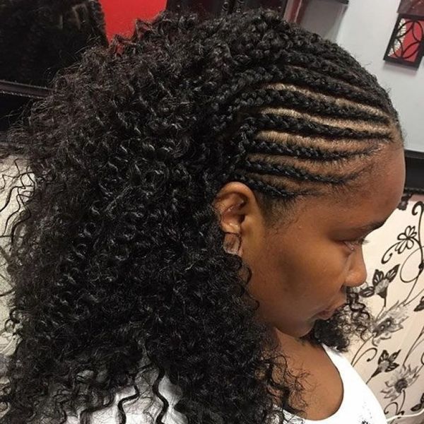 Ideas of half cornrows braids for women 1