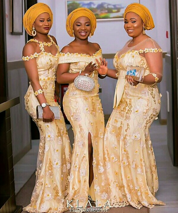 Gold Lace AsoEbi Dresses
