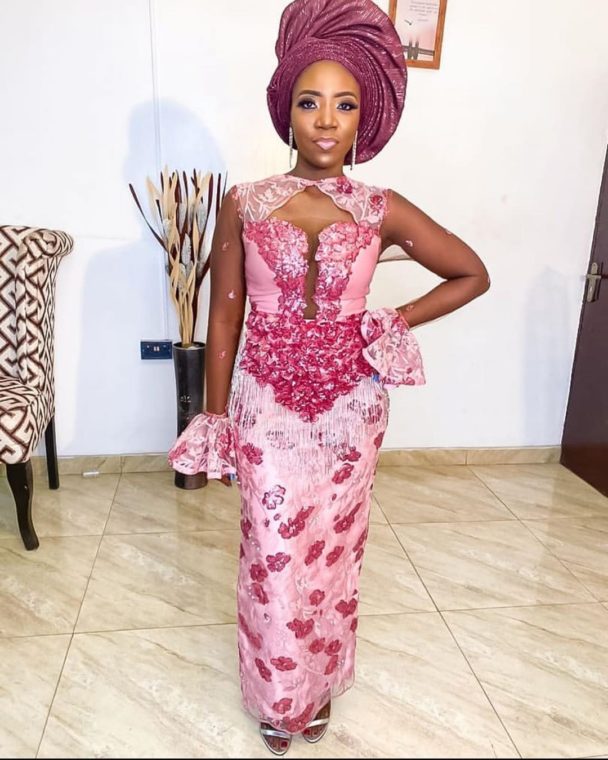 Peach Aso-Ebi Outfit