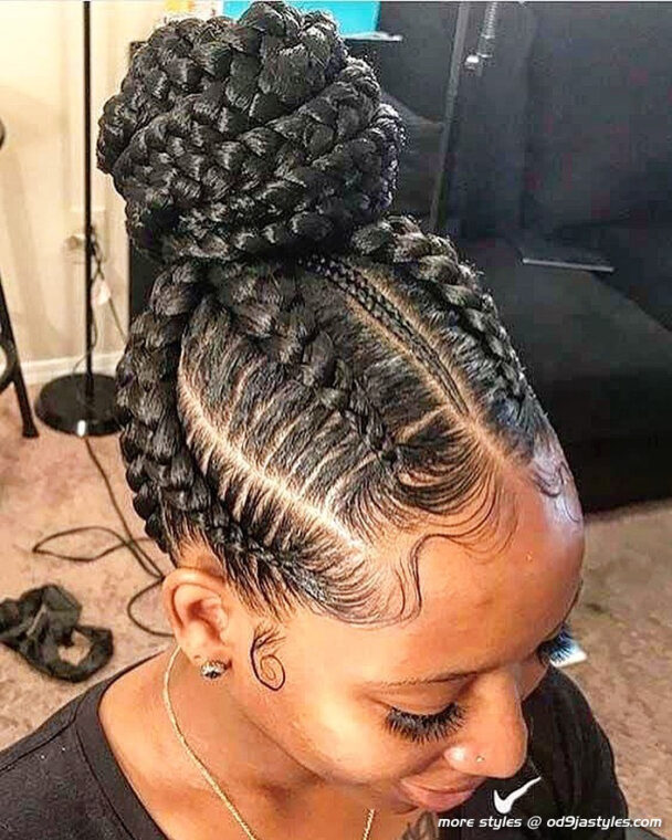 Up-Swept Ghana Braids Updos