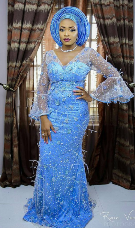 Sky Blue Colour Aso-Ebi Styles