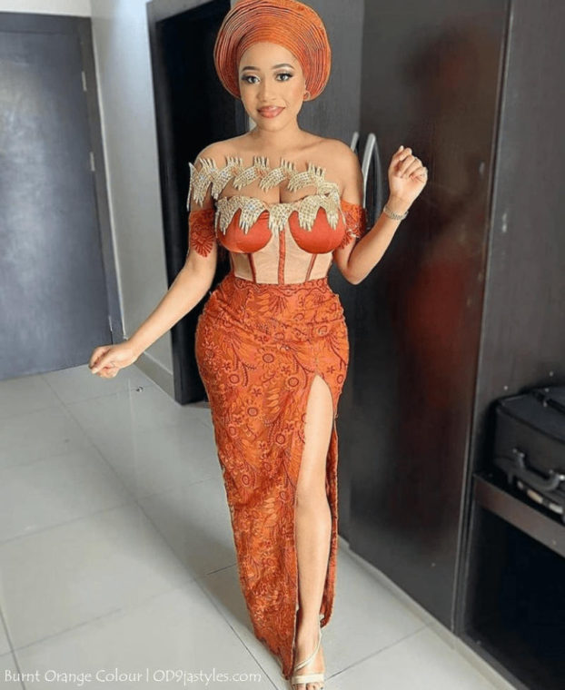 Irresistible Owambe Styles In Burnt Orange Colour