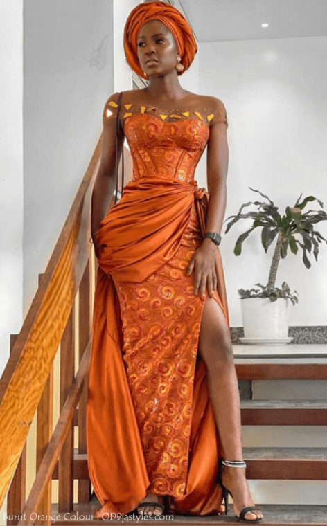 Irresistible Owambe Styles In Burnt Orange Colour