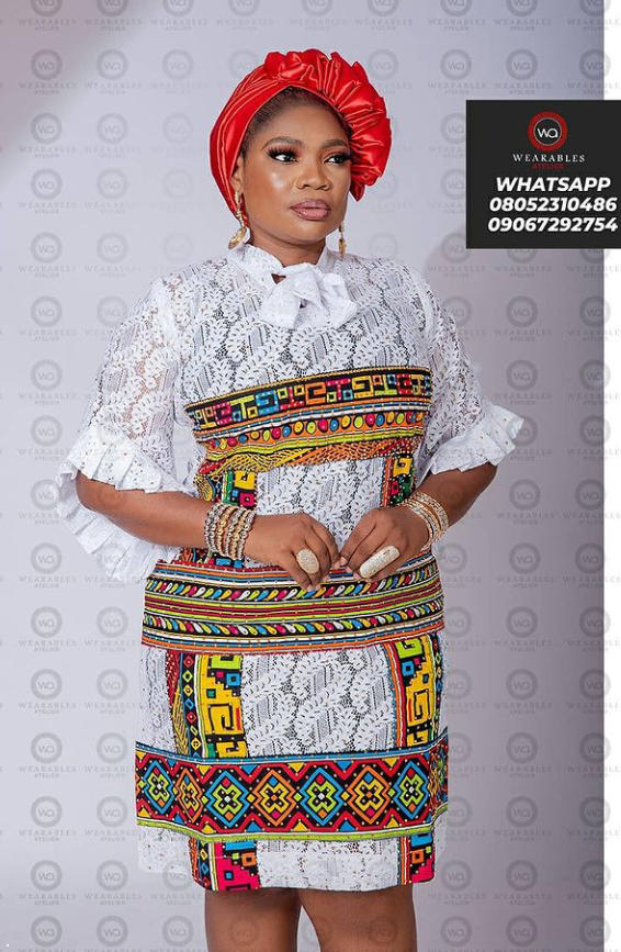 ankara and paper lace combination styles