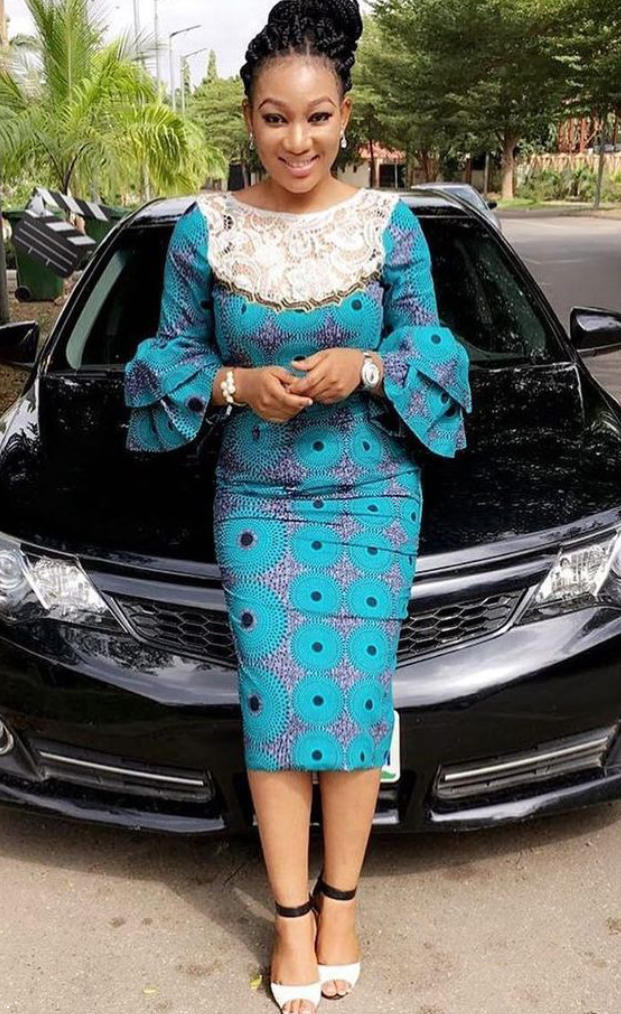 ankara mixed with dry lace