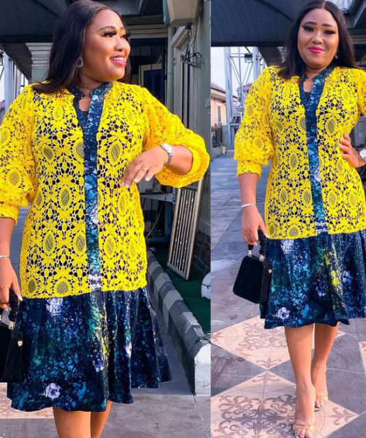 ankara mixed with dry lace
