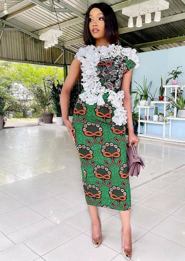 ankara mixed with dry lace