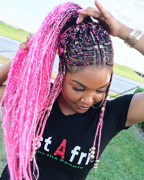 Tribal braids with knotless