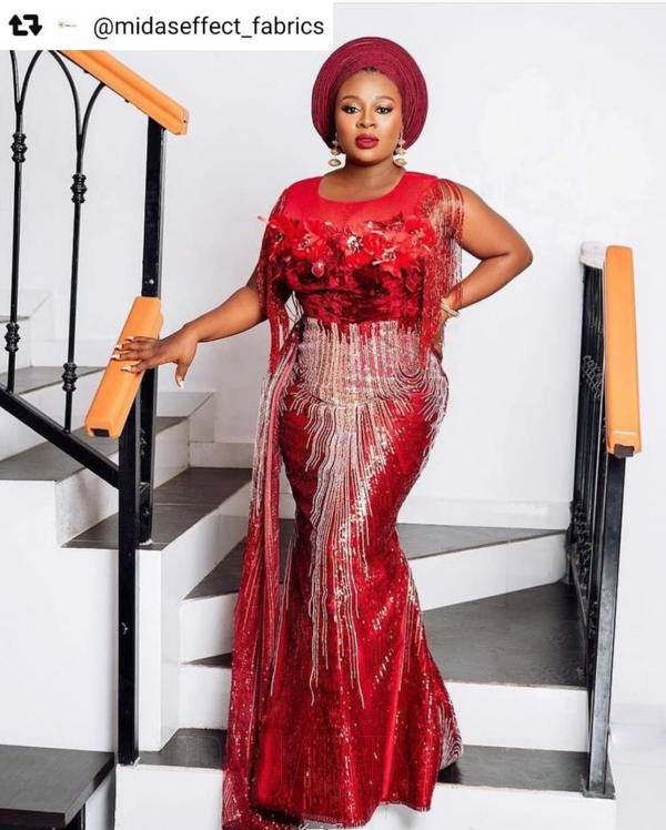 Stylish Aso-Ebi Styles In Red Colours