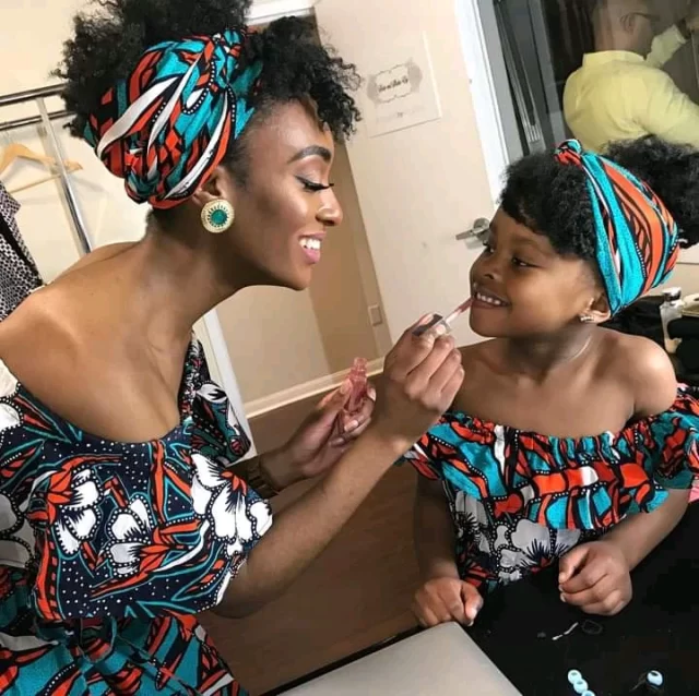 Mothers Check Out These Beautiful Matching Ankara Outfits to Rock With Your Little Princess