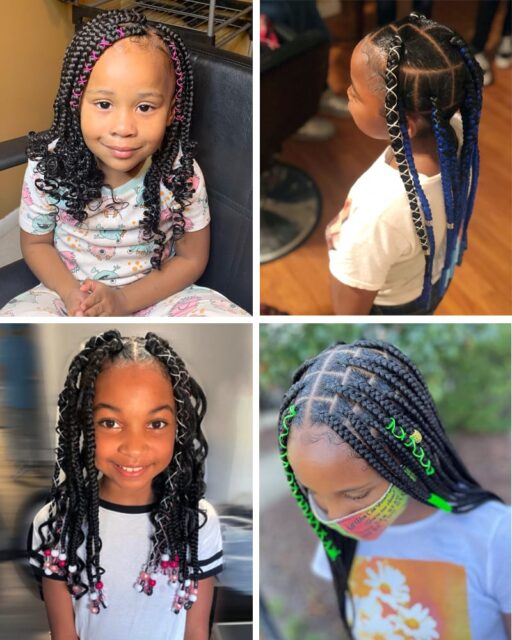 Box Braids with Rubber Bands