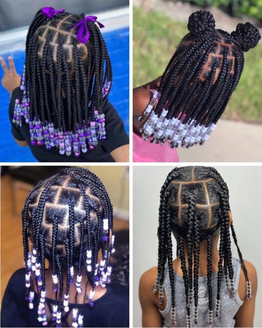 Glass Beads with Box Braids for The Kids