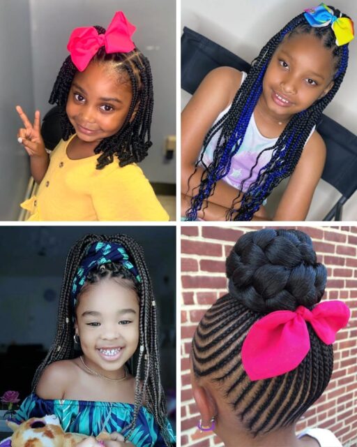 Ribbons and Hair Bows are Great with the Box braids