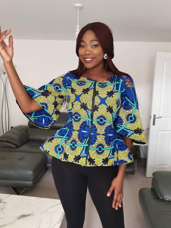 20+ Fashionable Ways To Styles Your Ankara BlouseTops With Jeans For Stylish Looks (11)