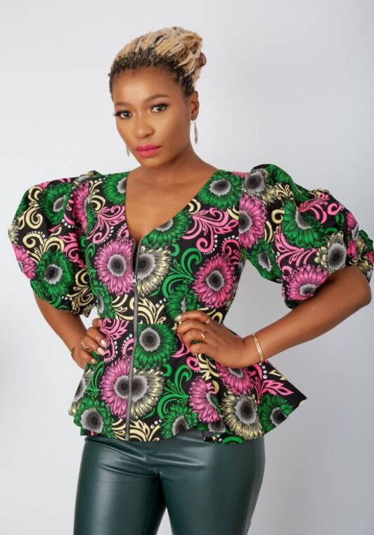 Dazzling Front Zipper Ankara Styles Ankara BlousesTops For Elegant Looks (12)