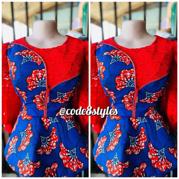 Dazzling Front Zipper Ankara Styles Ankara BlousesTops For Elegant Looks (19)