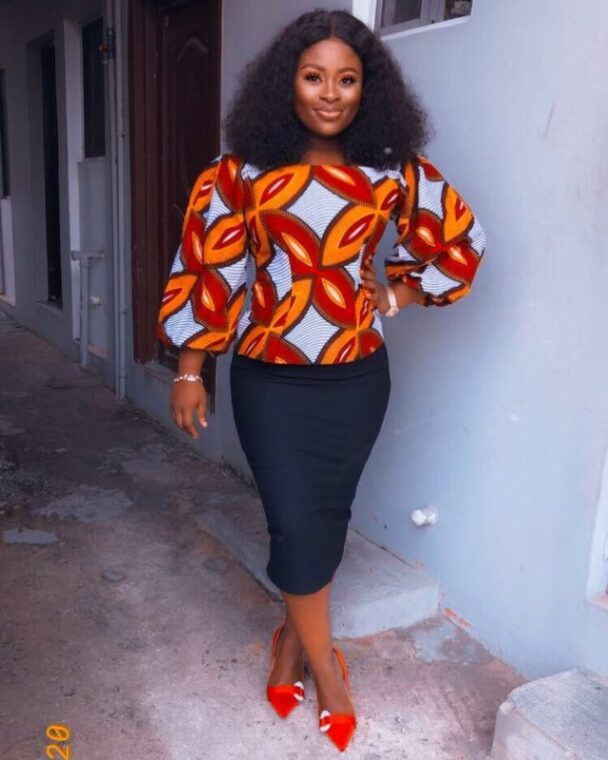 Ankara Skirt and Blouse Styles for Slim Ladies (20)