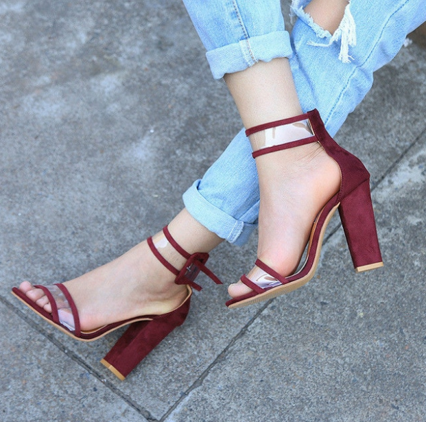 Women's Summer Strap High-Heeled Sandals - Red _ 8_5