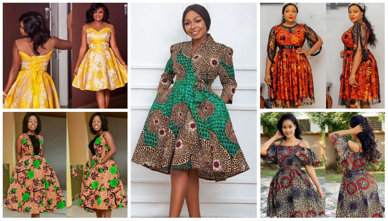 Imani Flare Sleeve Ankara Dress In Royal Roots