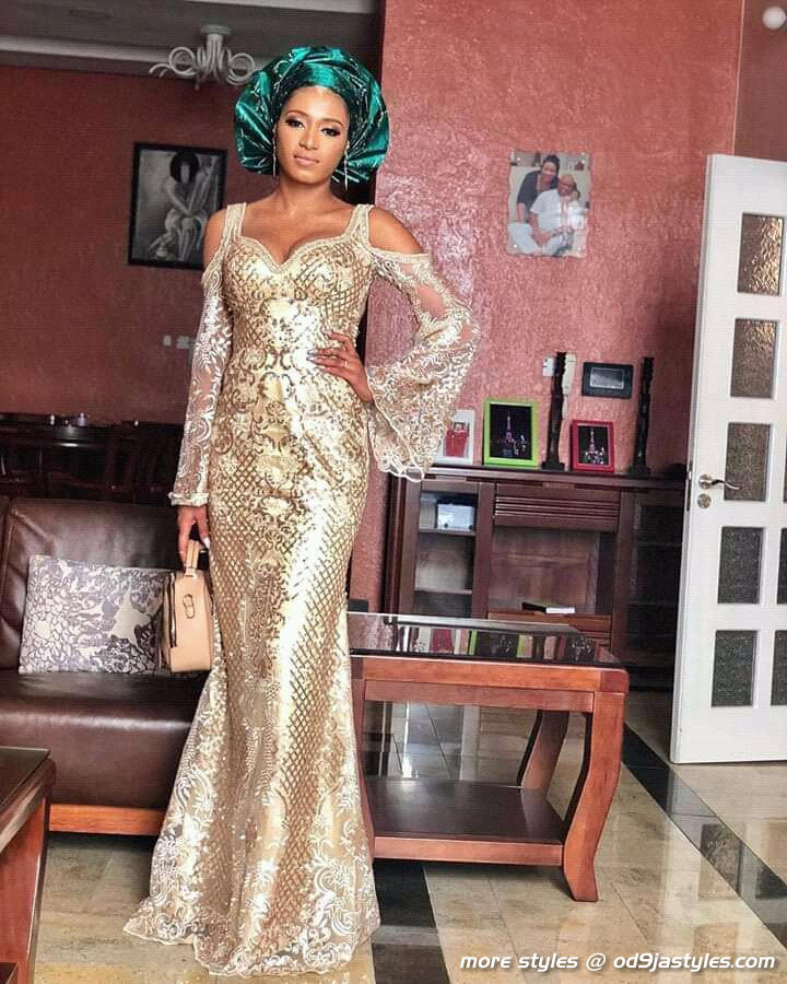 Gorgeous & Glamorous Lace Long Gown Designs for Party Guests – OD9JASTYLES