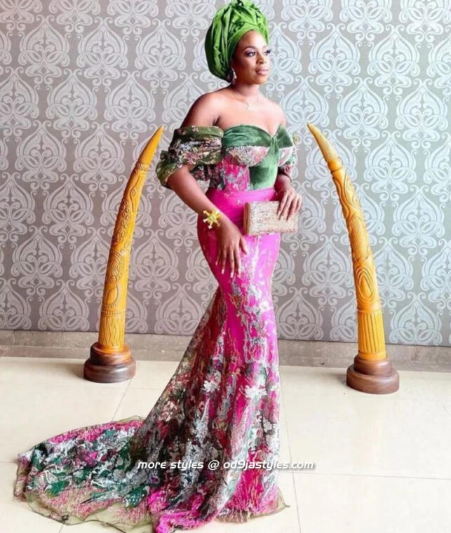 Lace Long Gown Styles For Party Guests - od9jastyles (10)
