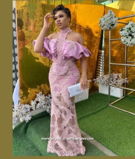 Lace Long Gown Styles For Party Guests - od9jastyles (5)
