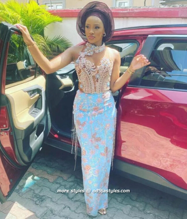 Lace Long Gown Styles For Party Guests - od9jastyles (8)