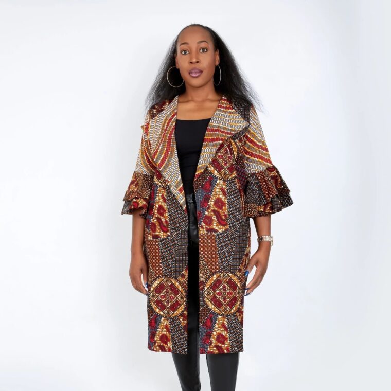 New in Nika Embellished African Print Kimono Jacket - UK 12_US 8_EUR 40