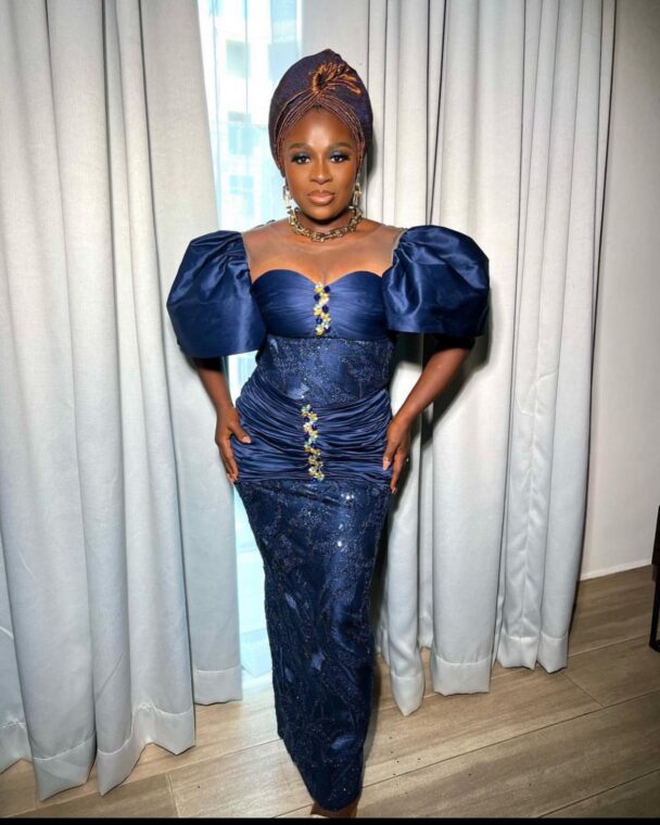 Navy blue aso ebi combination