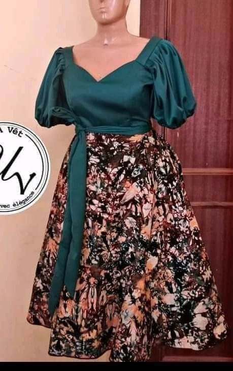 An Ankara flare skirt paired with a simple blouse