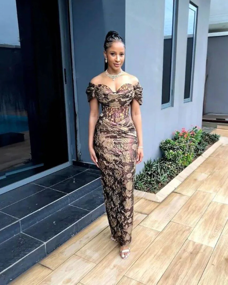 Nigerian Damask Lace Dress/luxurious Wedding Guest