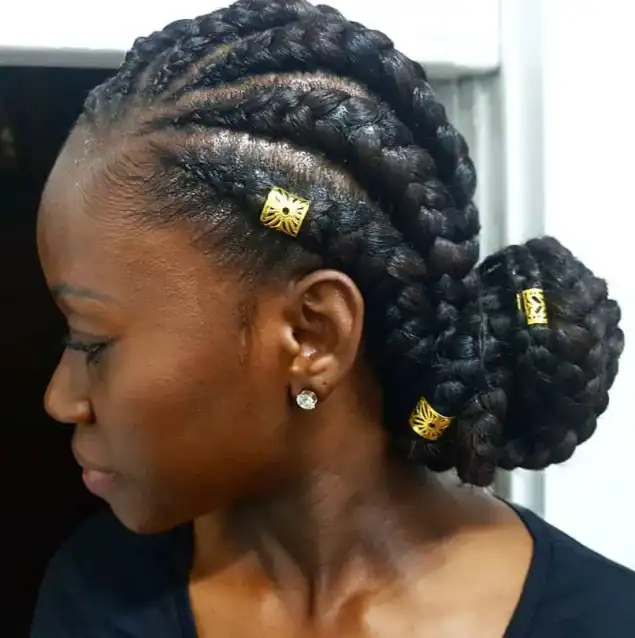 Chunky Goddess Braids into Low Bun