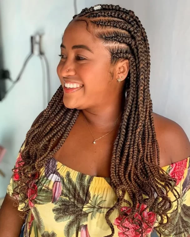 Goddess Braids with Curls to the Back