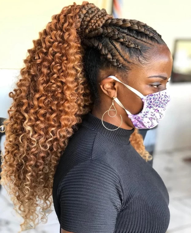 Goddess Cornrows with Bright Curls