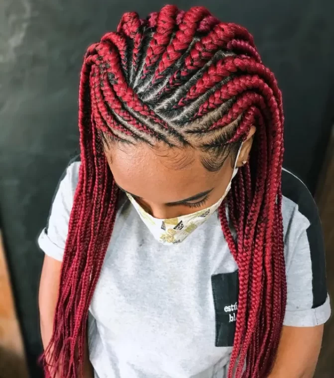 Large Tribal Braids with a Splash of Color