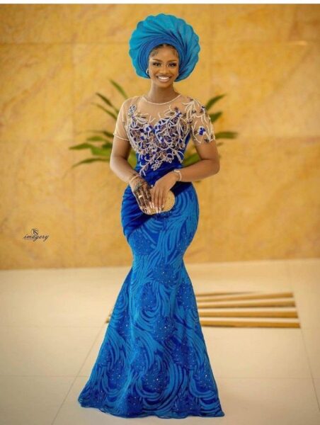 Blue Lace Gown Styles