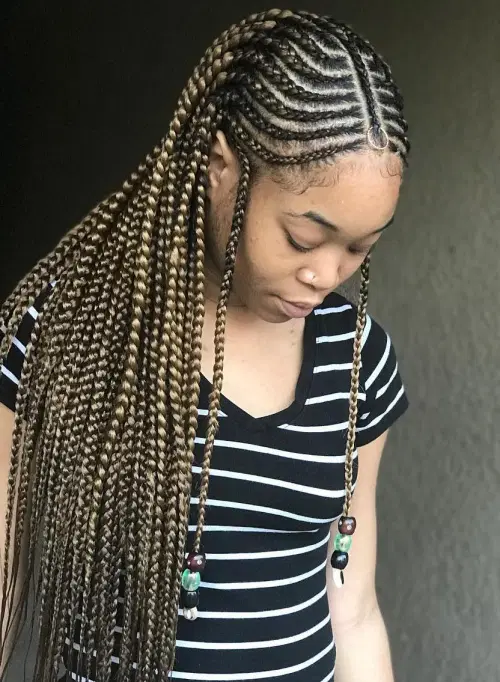 Classic Fulani Braids with Loose Cascading Plaits