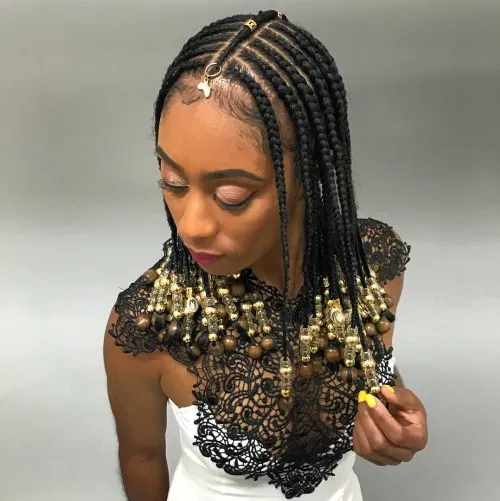 Cleopatra-Style Natural Braids with Beads
