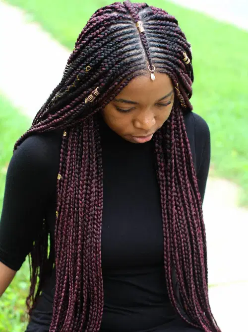 Super-Long Dark Braids with Cuffs