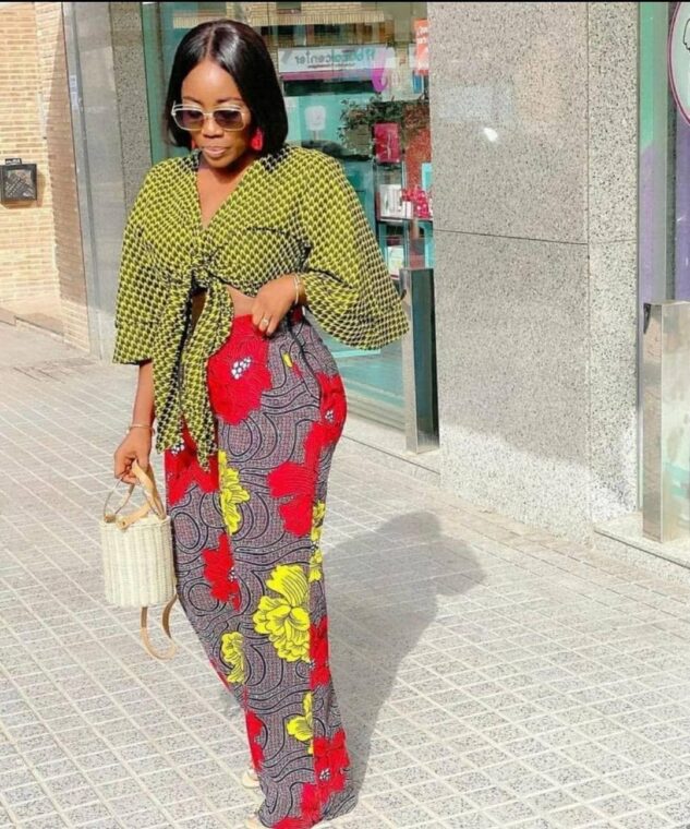 Two piece ankara mix and match blouse and pants ankara fashion custom ankara combos