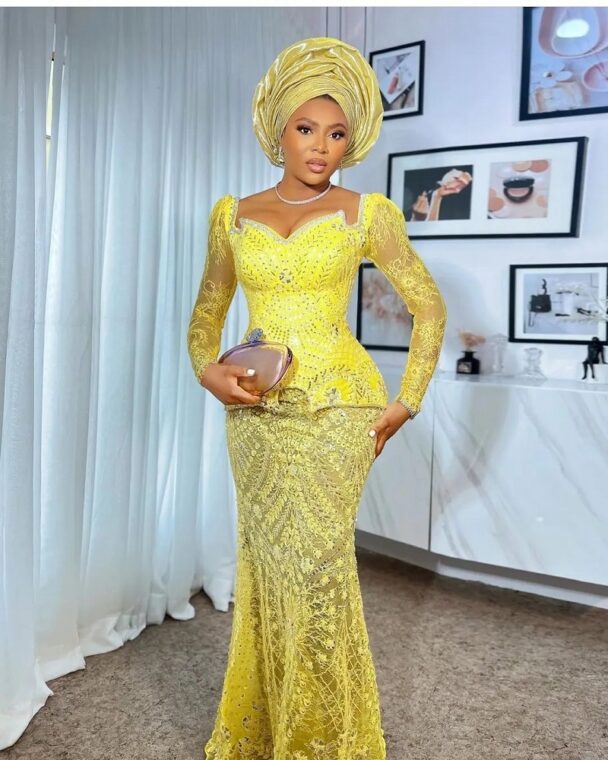 70+ Nigerian Lace Gown Styles for Weddings & Events